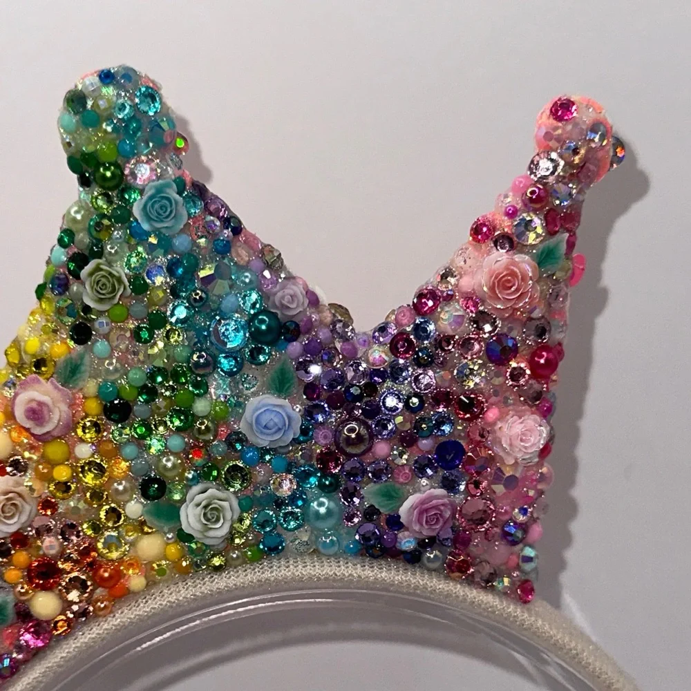 Rainbow Roses Rhinestone Princess Tiara and Wand